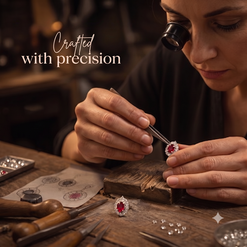 Swakhi SELECTS with red stone jewellery and craftwomanship