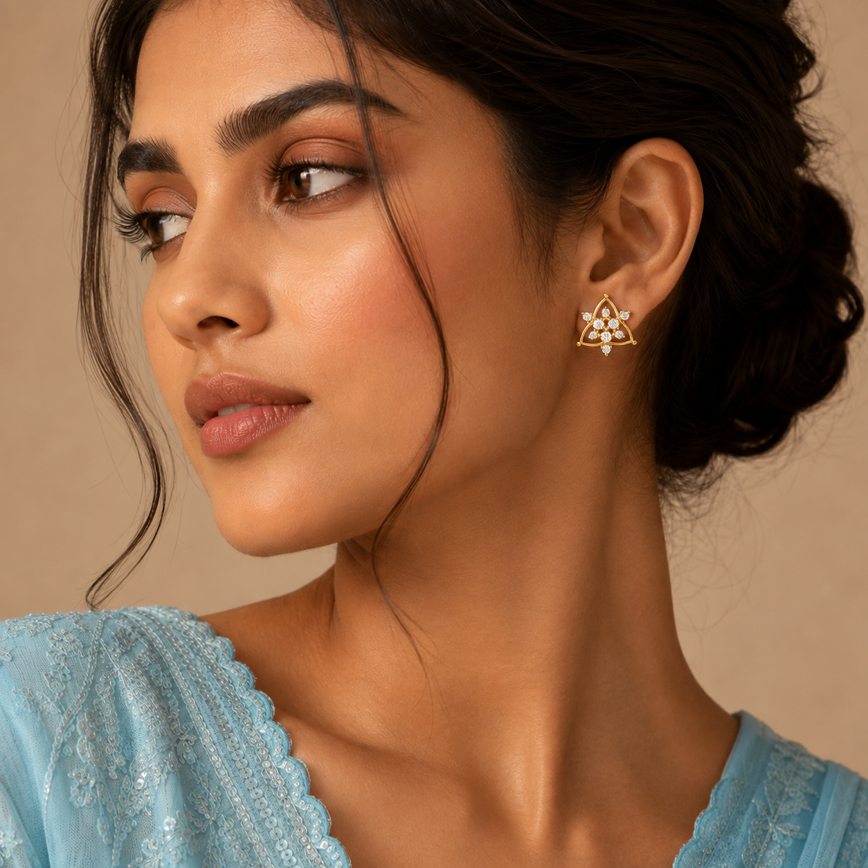 Trinity Bloom Stud Earrings | 24K Gold Plated