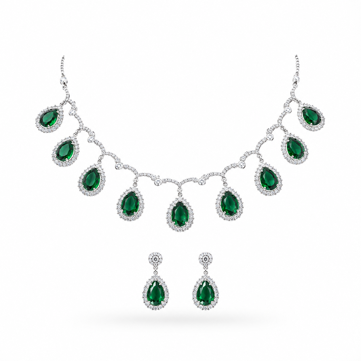 Emerald Cascade Elegance Necklace Set