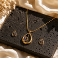 Azure Dewdrop Pendant & Stud Set – 24K Gold Plated