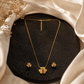 Roselle Bloom Pendant & Stud Set – 24K Gold Plated