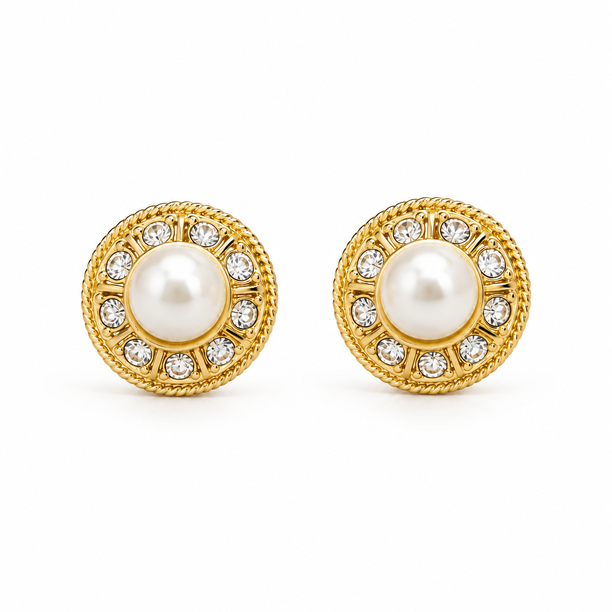 Luna Pearl Studs - 24K Gold Plated