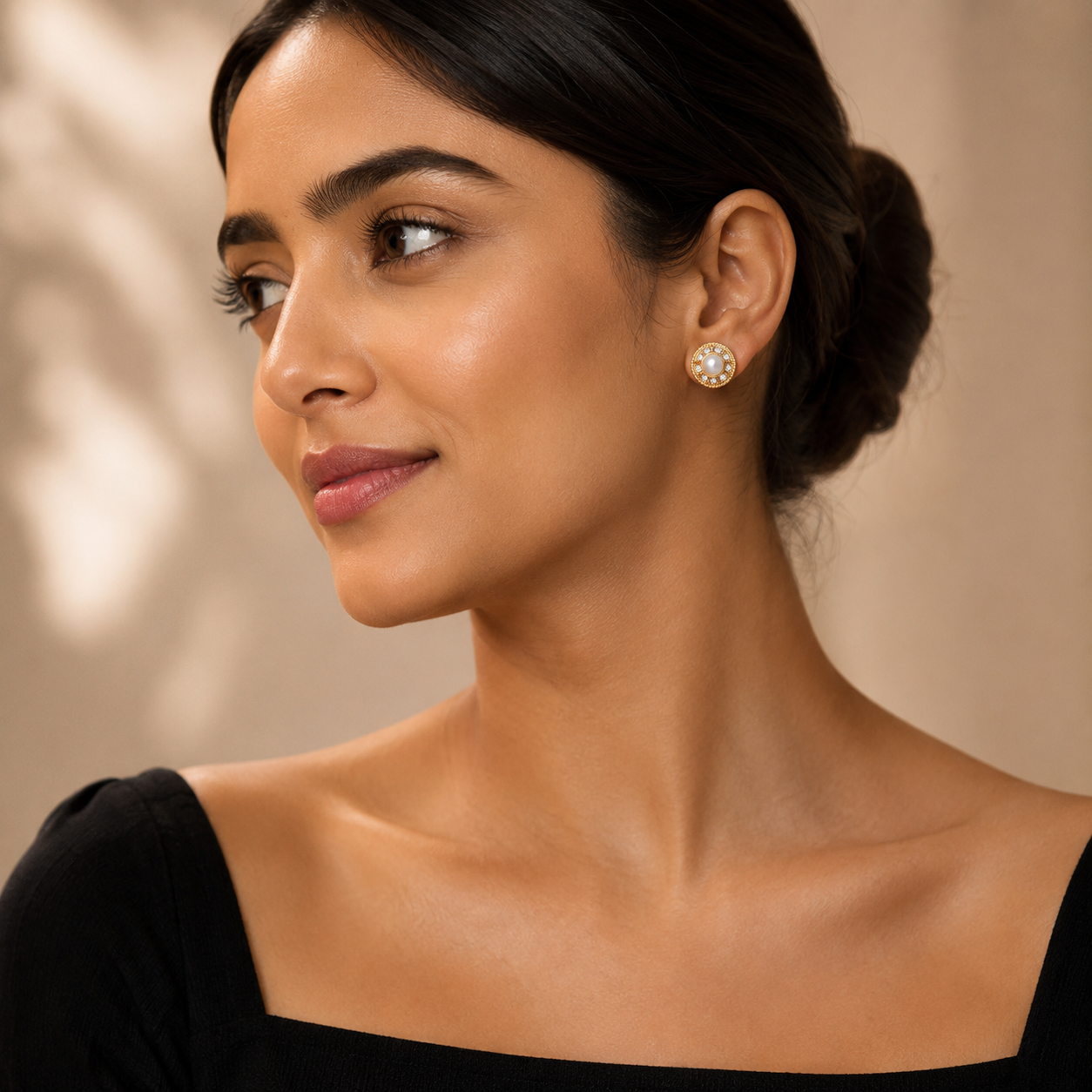 Luna Pearl Studs - 24K Gold Plated