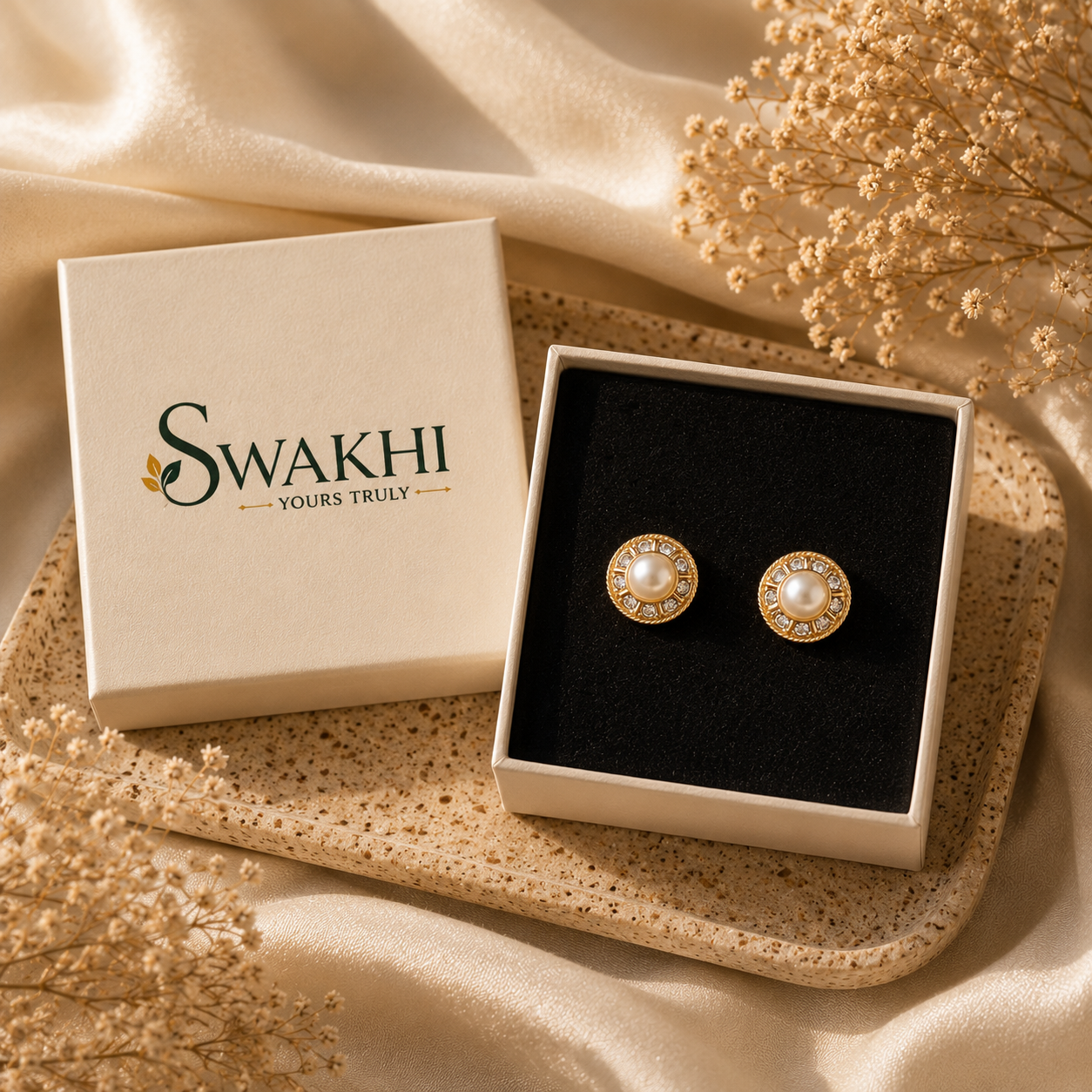 Luna Pearl Studs - 24K Gold Plated
