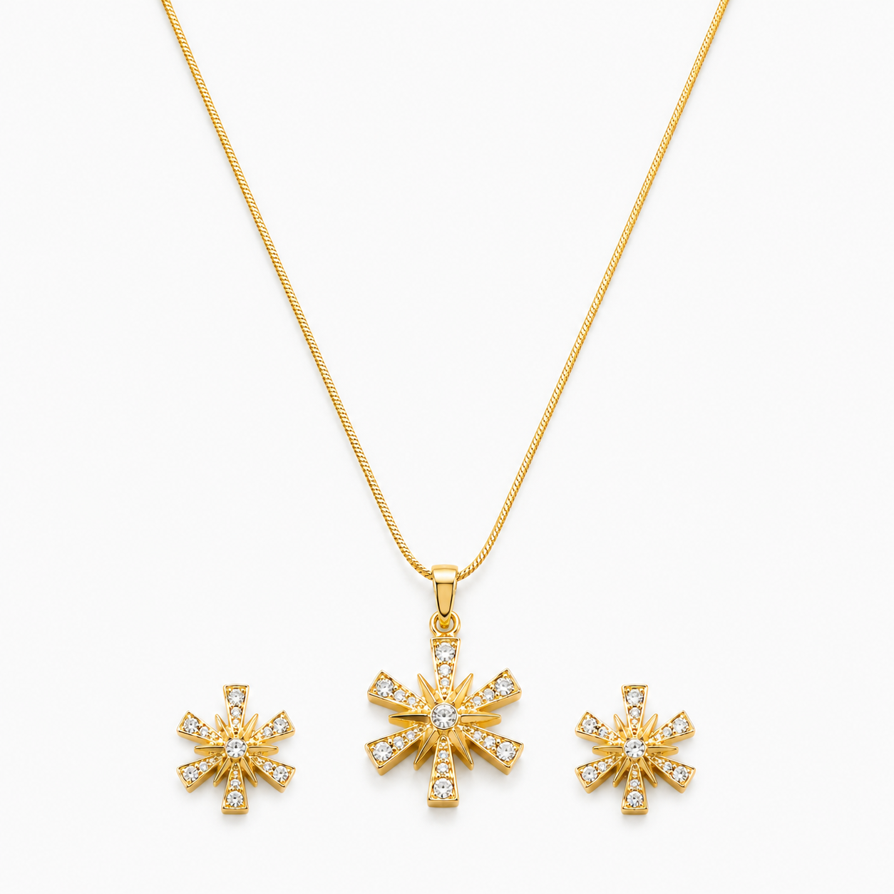 Sunflare Pendant & Stud Set – 24K Gold Plated