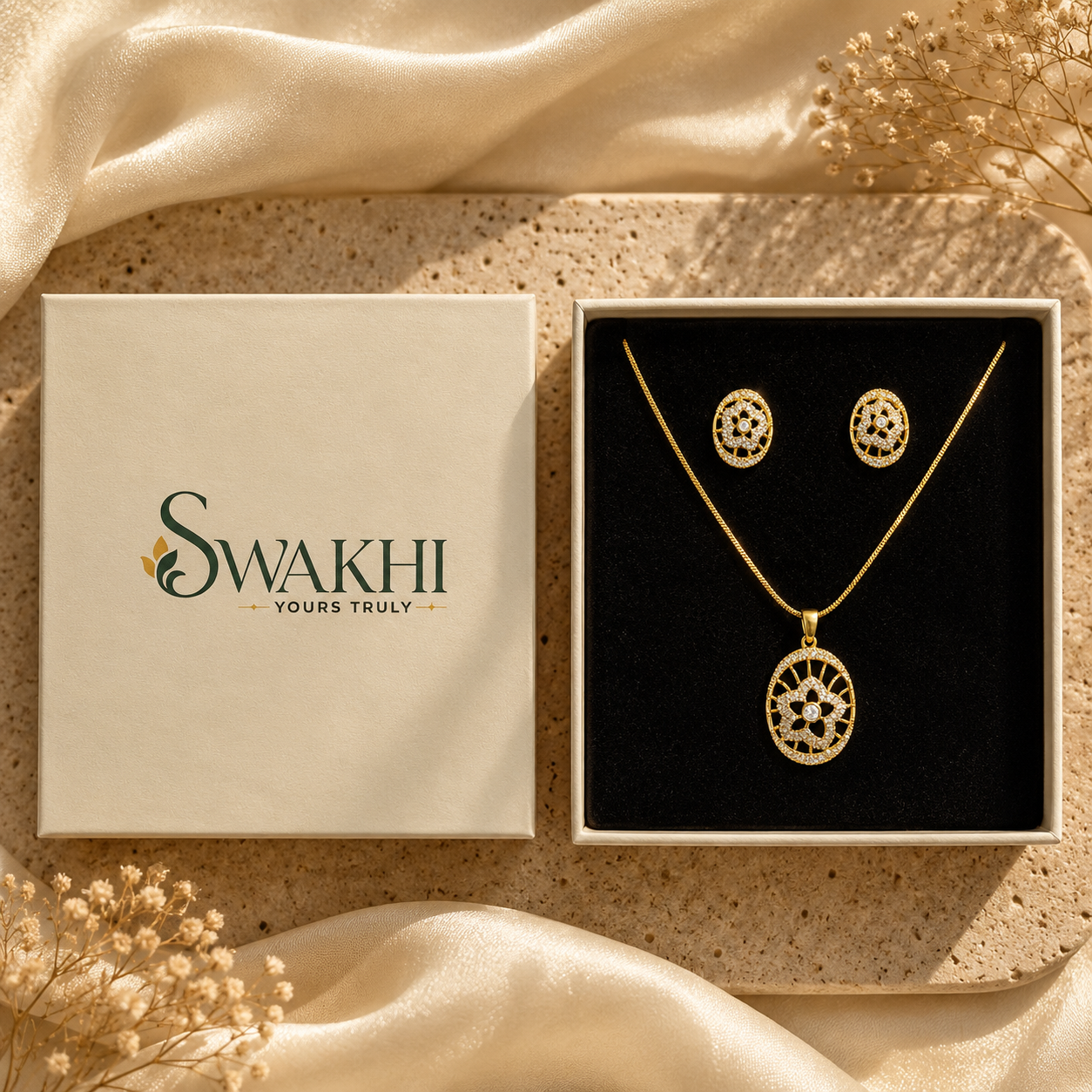 Stella Bloom Pendant Set - 24K Gold Plated