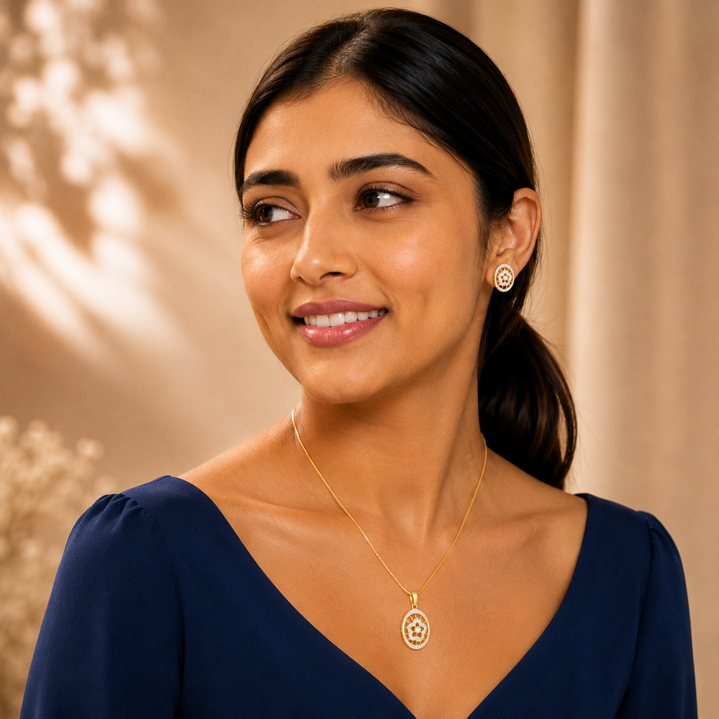 Stella Bloom Pendant Set - 24K Gold Plated