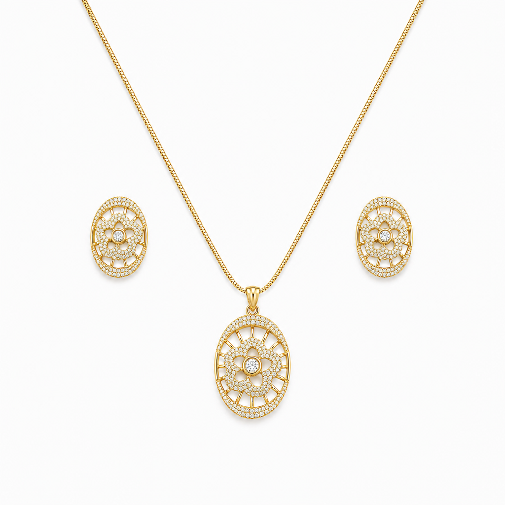 Stella Bloom Pendant Set - 24K Gold Plated