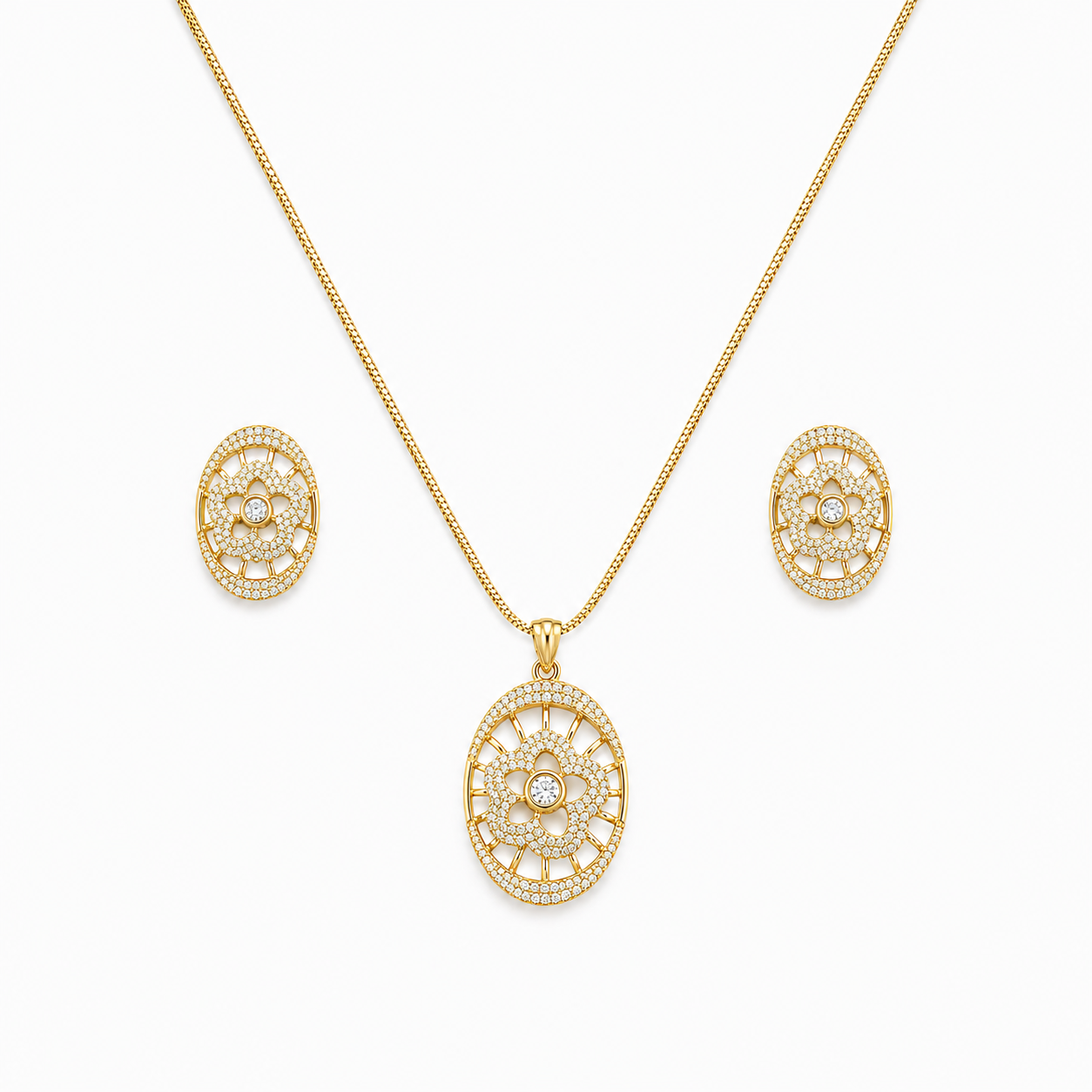 Stella Bloom Pendant Set - 24K Gold Plated