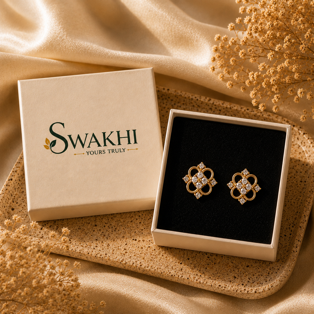 Clover Diamond Studs -24K Gold Plated
