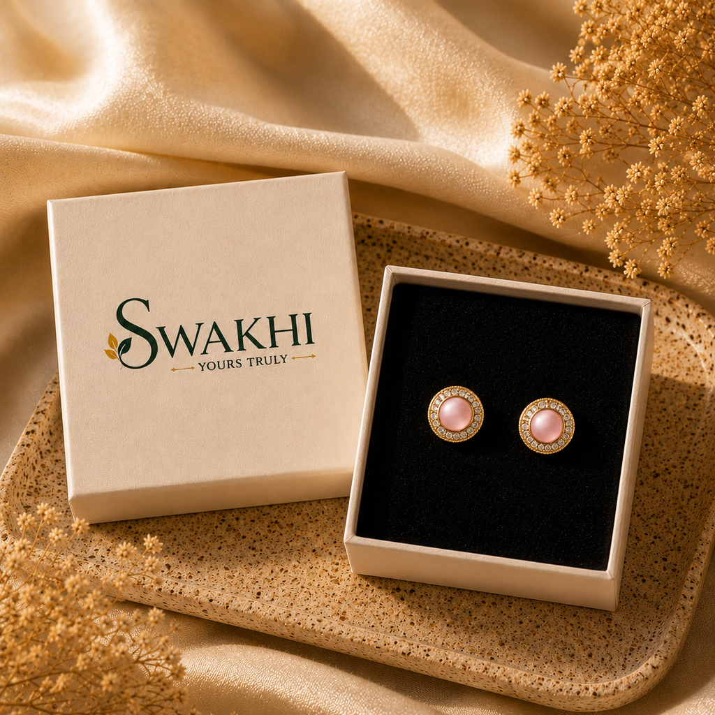 The Pink Pearl Studs - 24K Gold Plated