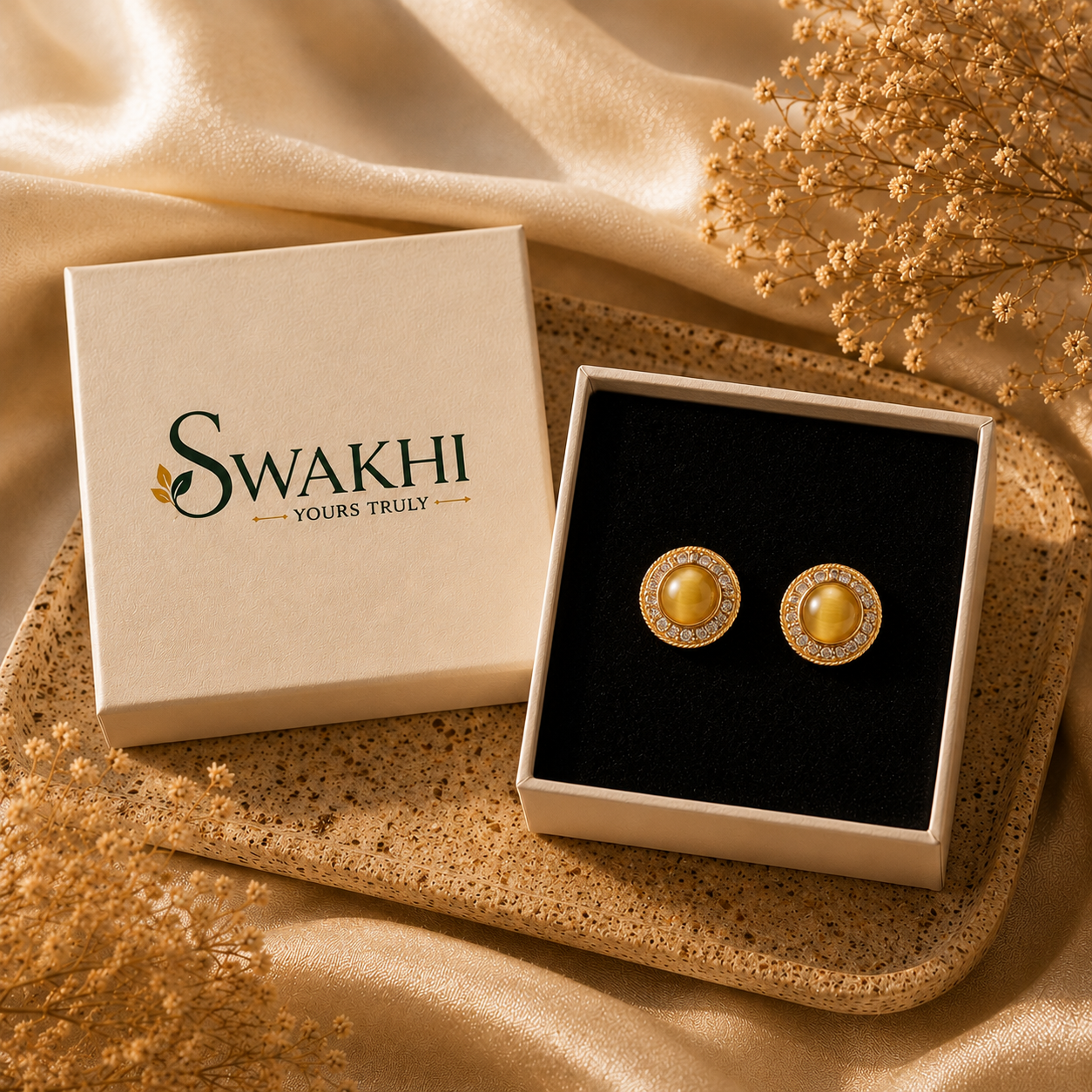 The Yellow Pearl Studs - 24K Gold Plated
