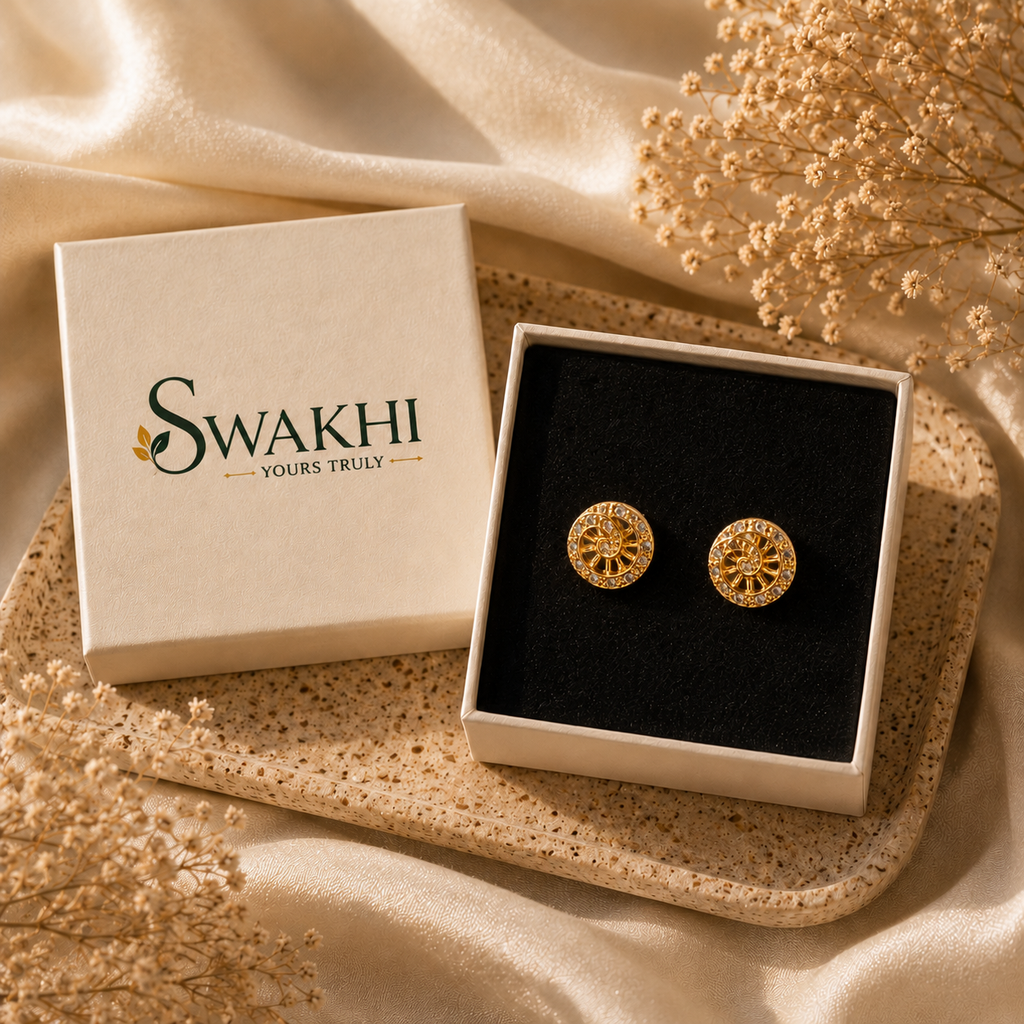 Celestial Spiral Gold Studs - 24K Gold Plated