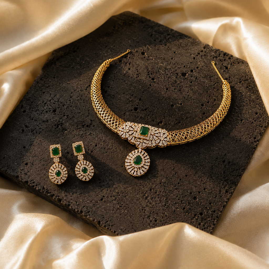 Imperial Emerald Sparkle Set | 24K Gold Plated