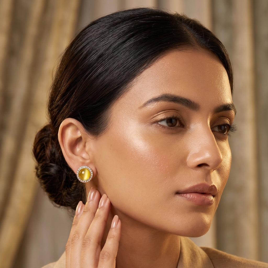 The Yellow Pearl Studs - 24K Gold Plated