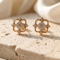 Clover Diamond Studs -24K Gold Plated