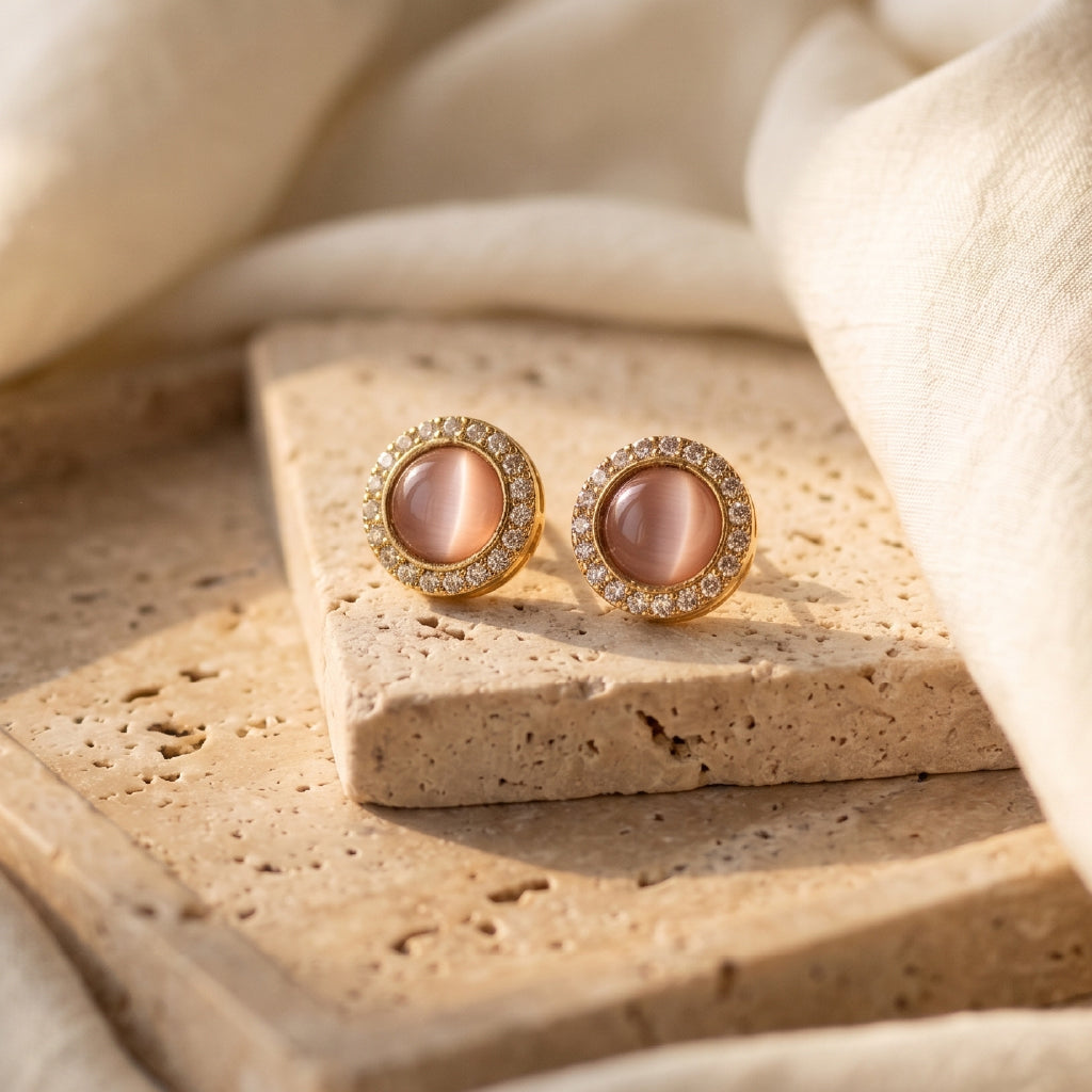 The Pink Pearl Studs - 24K Gold Plated