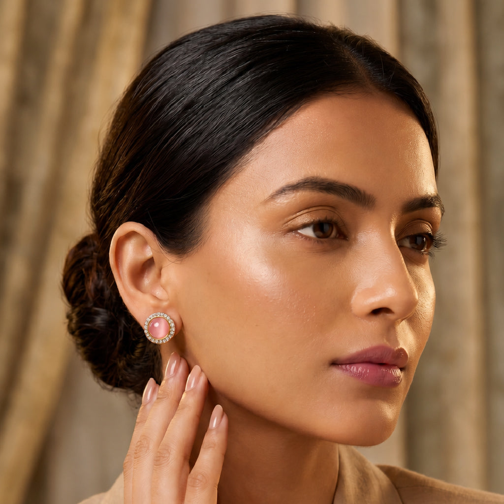 The Pink Pearl Studs - 24K Gold Plated