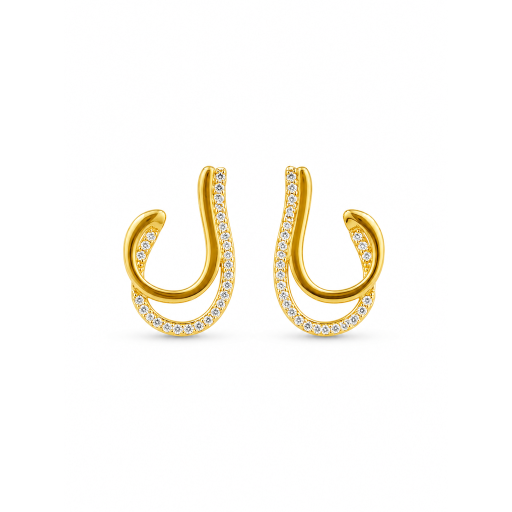 Crystal Open Hoop Earrings - 24K Gold Plated