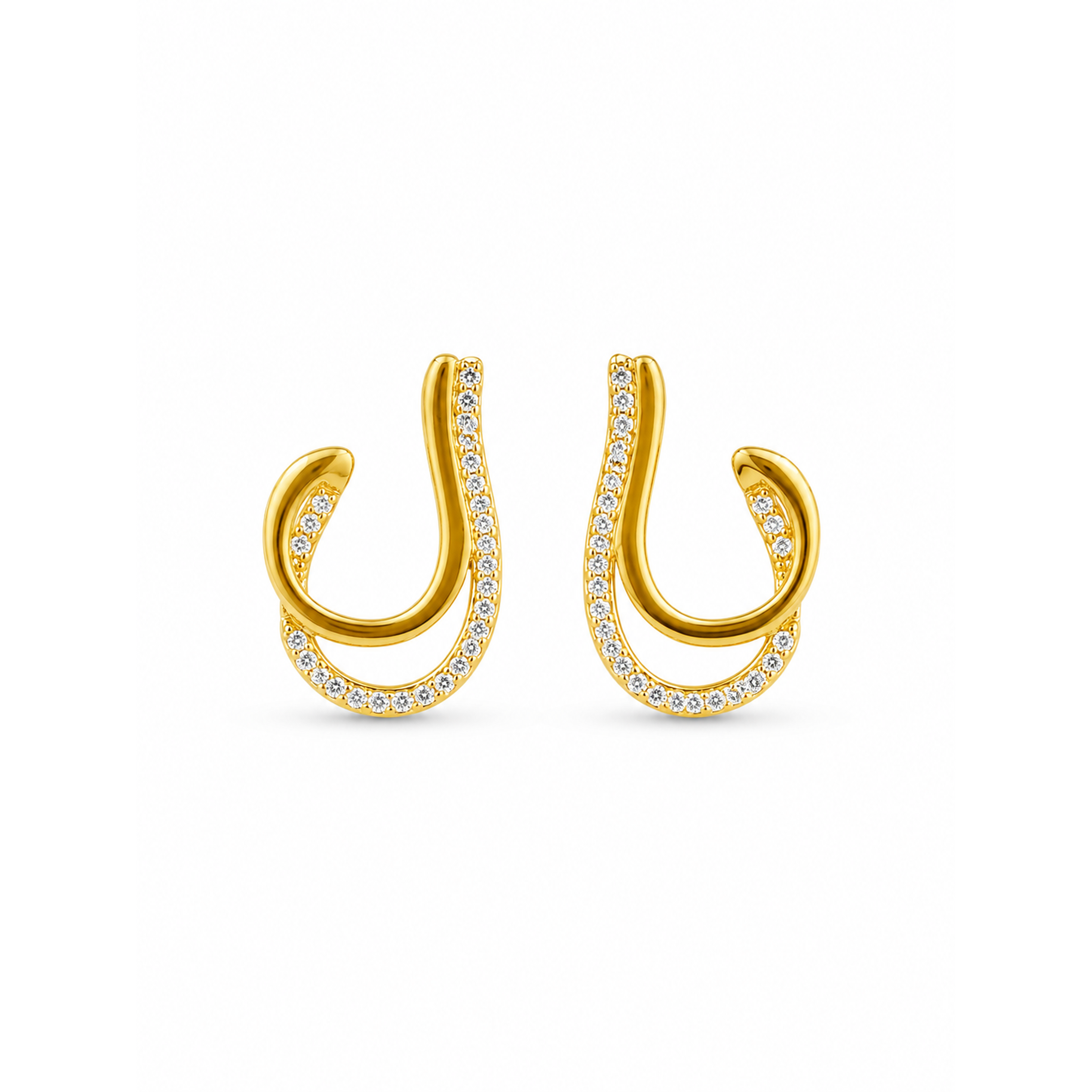 Crystal Open Hoop Earrings - 24K Gold Plated